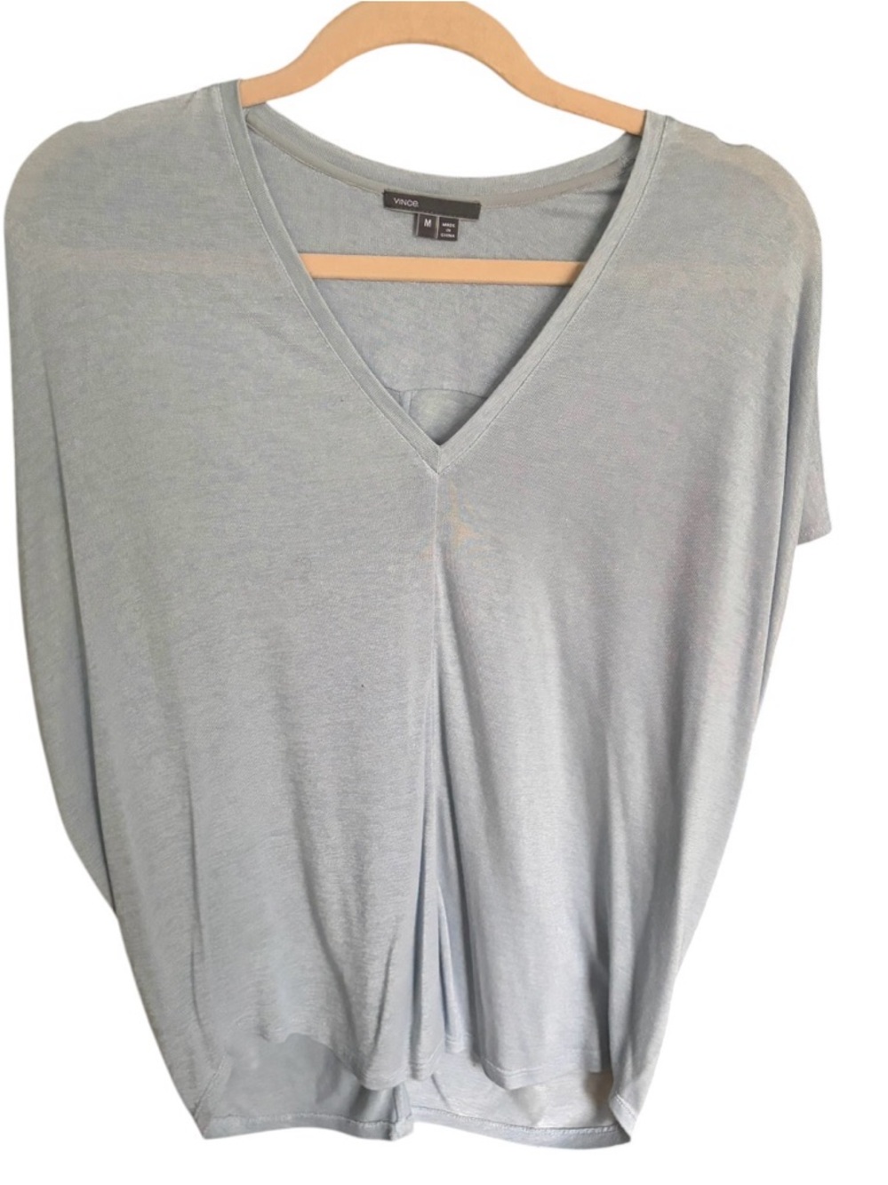 Vince Pale Blue V-Neck Draped Tunic Top